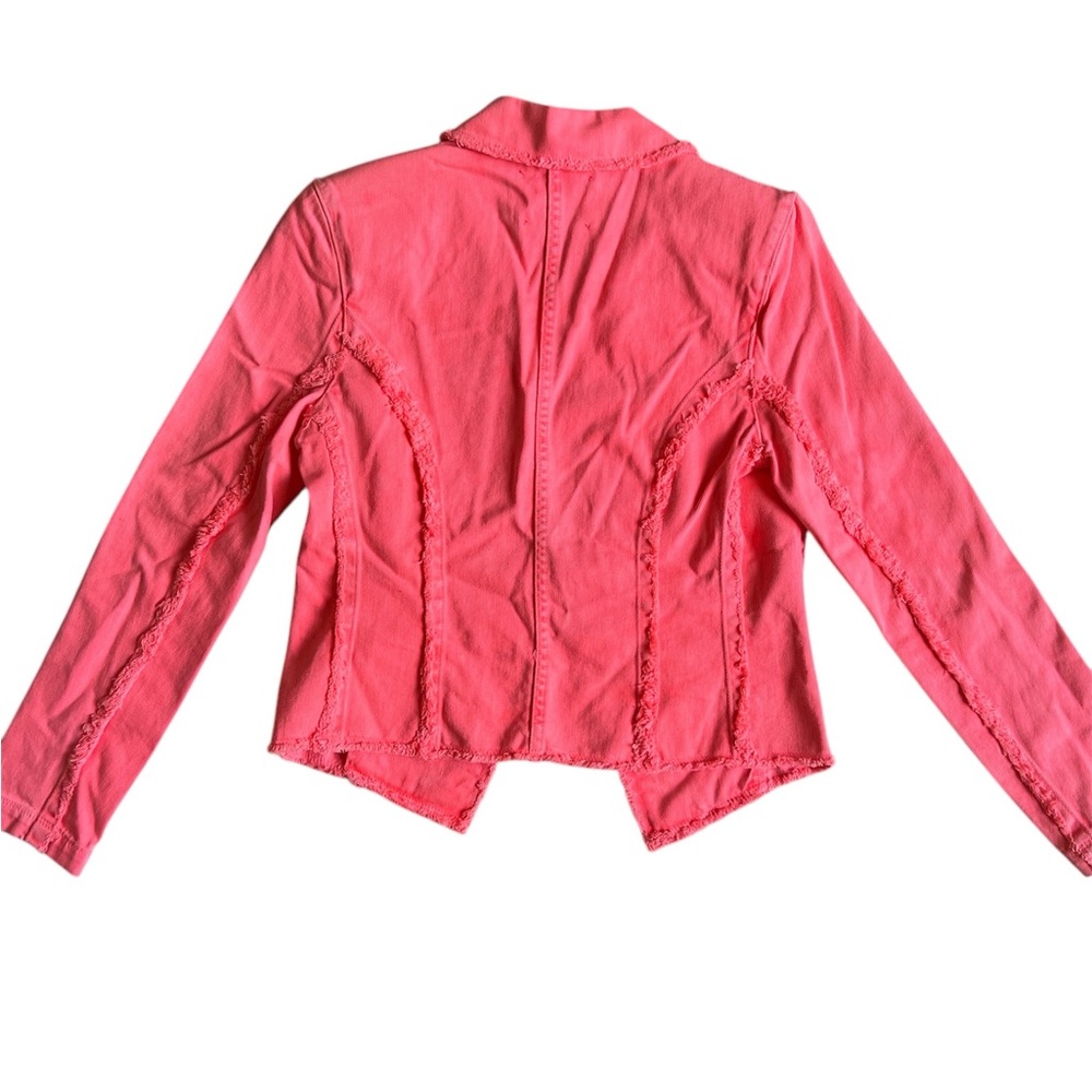 NWT L’Agence Wayne Crop Fray Jacket, in Neon Coral - Picture 5 of 8
